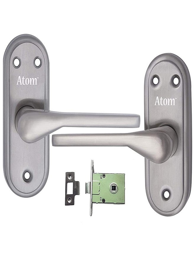 Atom Stainless Steel Bathroom Door Lock, Mortise Door Handle with Baby Latch Lock, Silver Satin Finish, Keyless, Bathroom Lockset for Door, Balcony Toilet Washroom, Penta-Bl - Image 2